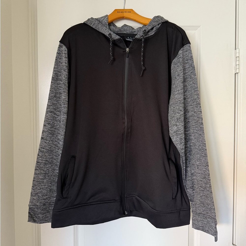 Burnside Charcoal and Black Zip-Up Hoodie